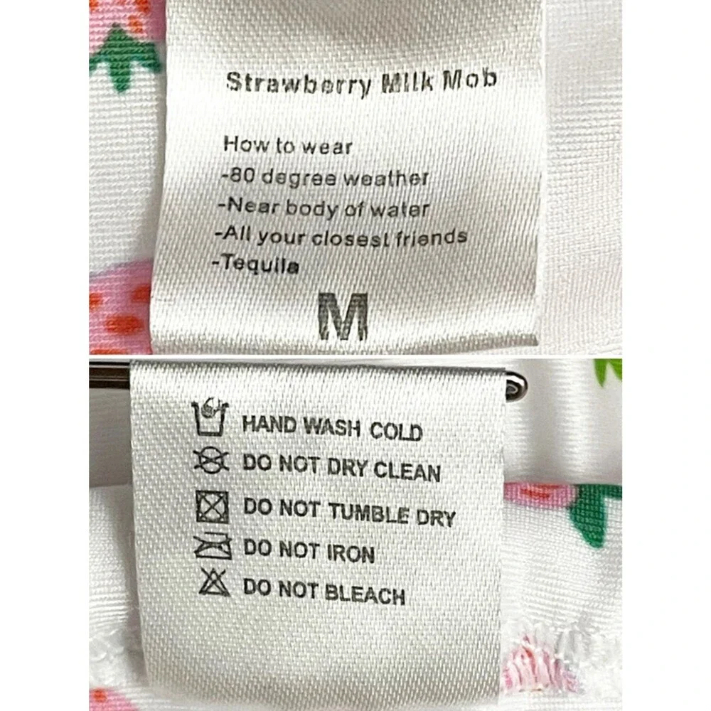 Strawberry Milk Mob Bikini Set M Top Bottom Mix Match Strawberry Print Cheeky